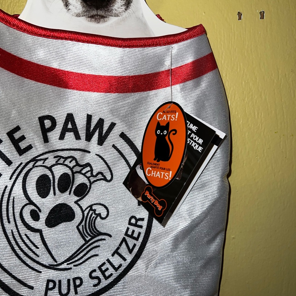 ⭐️NWT Party Dog Pup Seltzer Costume - White and Red Size M/L - Picture 5 of 8
